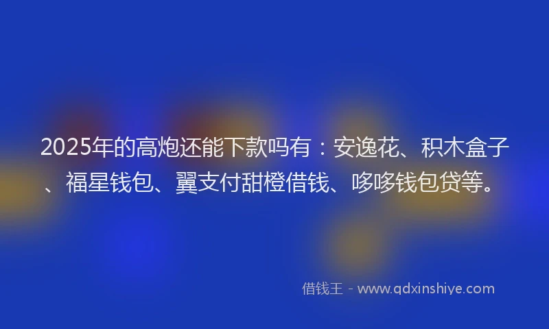 2025年的高炮还能下款吗有：安逸花、积木盒子、福星钱包、翼支付甜橙借钱、哆哆钱包贷等。