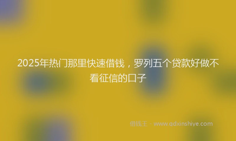 2025年热门那里快速借钱，罗列五个贷款好做不看征信的口子