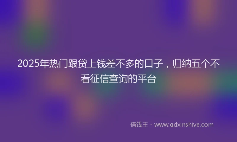 2025年热门跟贷上钱差不多的口子，归纳五个不看征信查询的平台