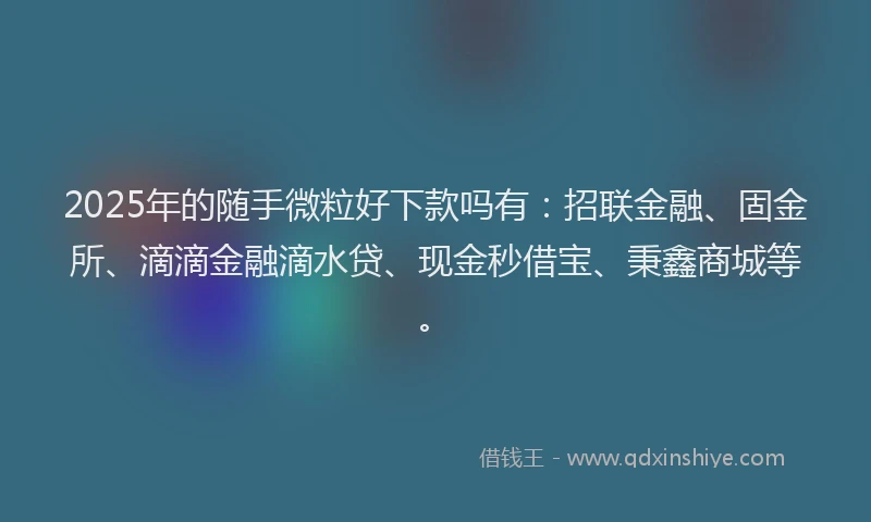 2025年的随手微粒好下款吗有：招联金融、固金所、滴滴金融滴水贷、现金秒借宝、秉鑫商城等。