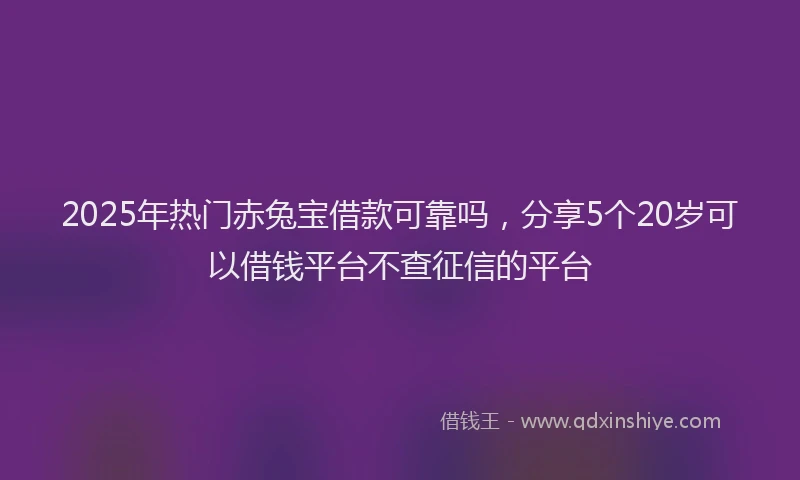 2025年热门赤兔宝借款可靠吗，分享5个20岁可以借钱平台不查征信的平台