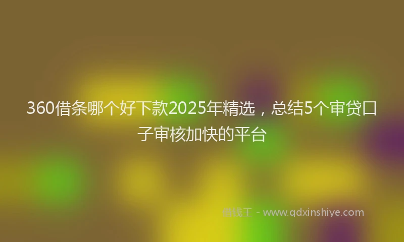 360借条哪个好下款2025年精选，总结5个审贷口子审核加快的平台