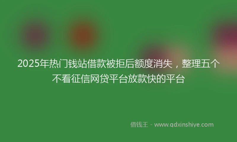 2025年热门钱站借款被拒后额度消失，整理五个不看征信网贷平台放款快的平台