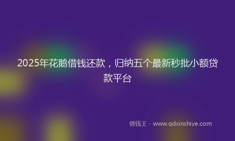 2025年花鹅借钱还款，归纳五个最新秒批小额贷款平台