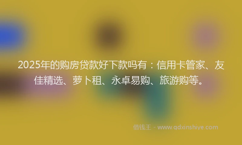 2025年的购房贷款好下款吗有：信用卡管家、友佳精选、萝卜租、永卓易购、旅游购等。