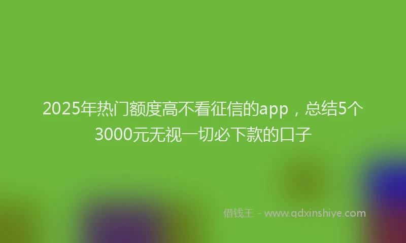 2025年热门额度高不看征信的app，总结5个3000元无视一切必下款的口子
