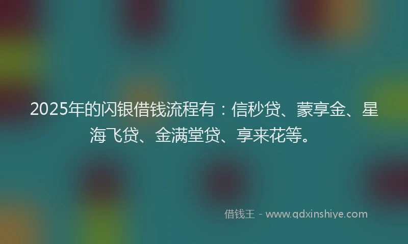 2025年的闪银借钱流程有：信秒贷、蒙享金、星海飞贷、金满堂贷、享来花等。
