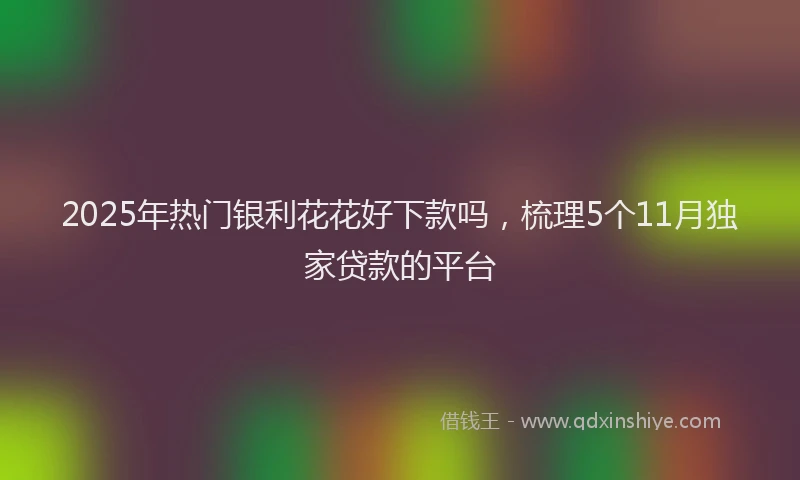 2025年热门银利花花好下款吗，梳理5个11月独家贷款的平台