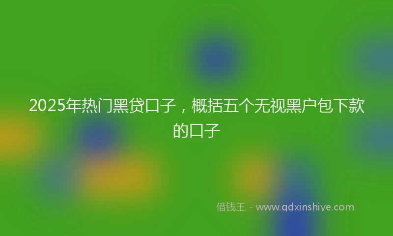 2025年热门黑贷口子，概括五个无视黑户包下款的口子