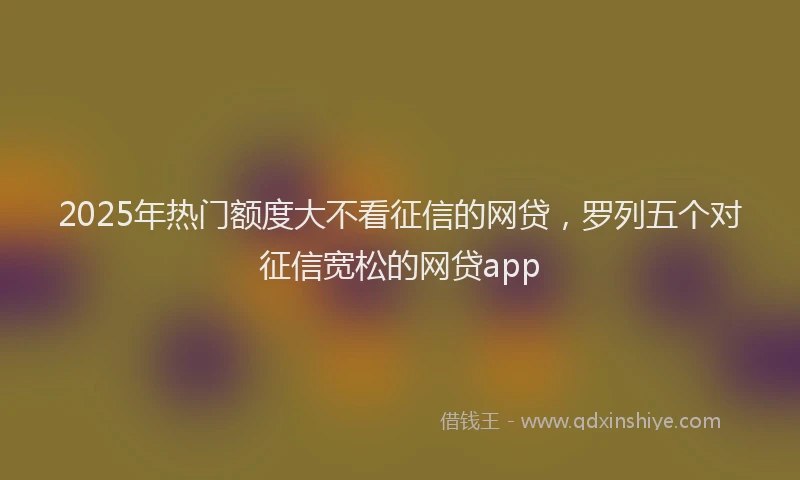 2025年热门额度大不看征信的网贷，罗列五个对征信宽松的网贷app
