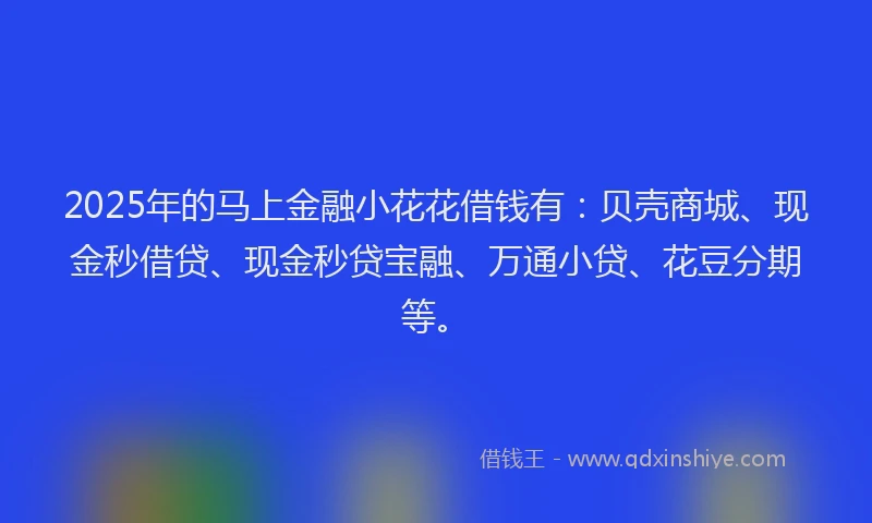 2025年的马上金融小花花借钱有：贝壳商城、现金秒借贷、现金秒贷宝融、万通小贷、花豆分期等。