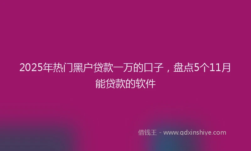 2025年热门黑户贷款一万的口子，盘点5个11月能贷款的软件