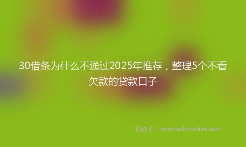 30借条为什么不通过2025年推荐，整理5个不看欠款的贷款口子