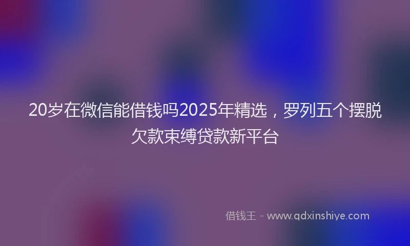 20岁在微信能借钱吗2025年精选，罗列五个摆脱欠款束缚贷款新平台