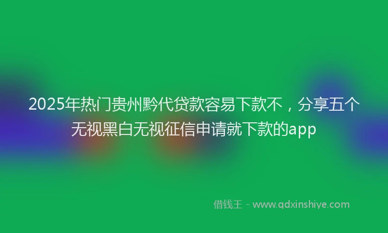 2025年热门贵州黔代贷款容易下款不，分享五个无视黑白无视征信申请就下款的app