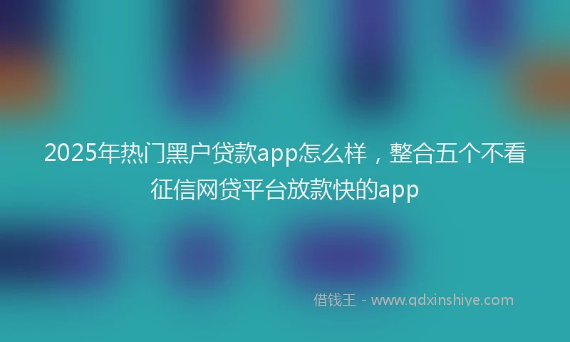 2025年热门黑户贷款app怎么样，整合五个不看征信网贷平台放款快的app