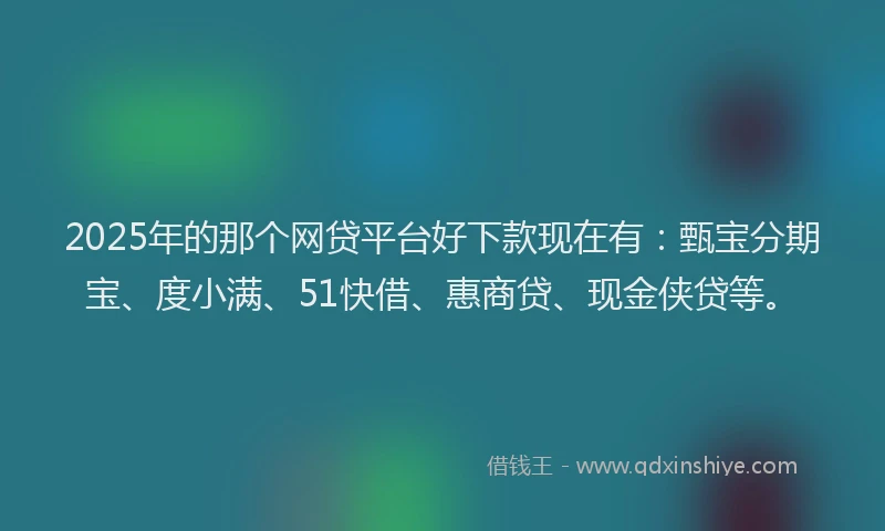 2025年的那个网贷平台好下款现在有：甄宝分期宝、度小满、51快借、惠商贷、现金侠贷等。