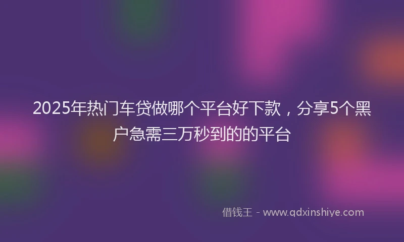 2025年热门车贷做哪个平台好下款，分享5个黑户急需三万秒到的的平台