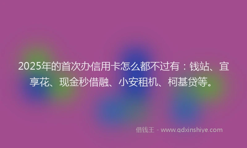 2025年的首次办信用卡怎么都不过有：钱站、宜享花、现金秒借融、小安租机、柯基贷等。