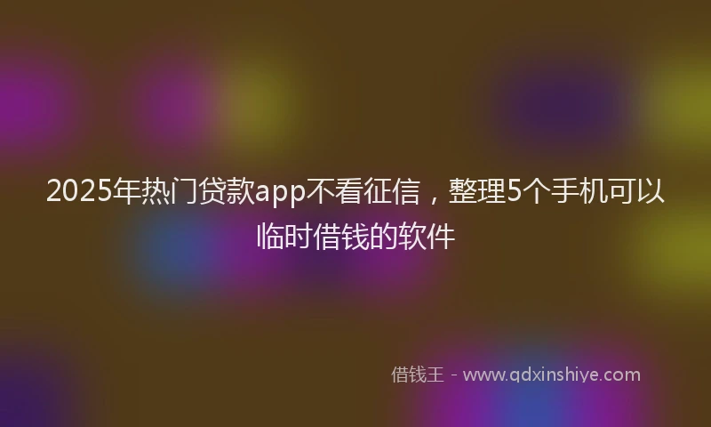 2025年热门贷款app不看征信，整理5个手机可以临时借钱的软件