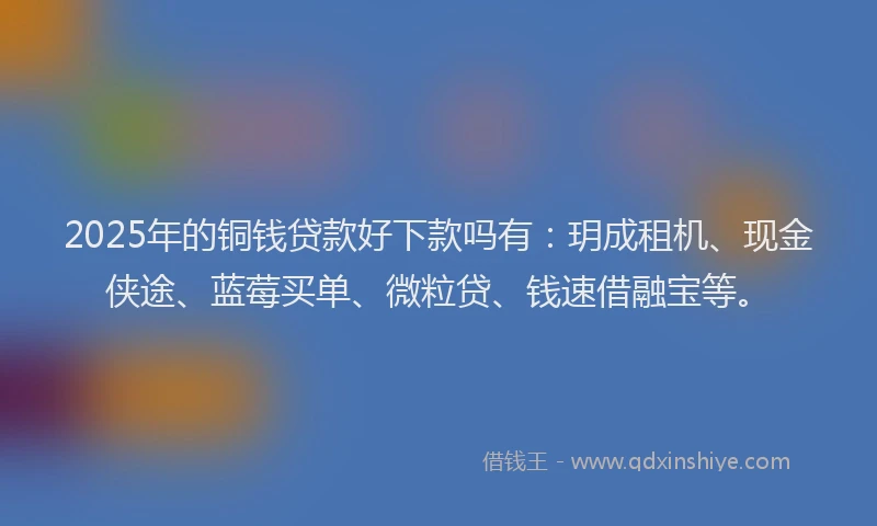 2025年的铜钱贷款好下款吗有：玥成租机、现金侠途、蓝莓买单、微粒贷、钱速借融宝等。