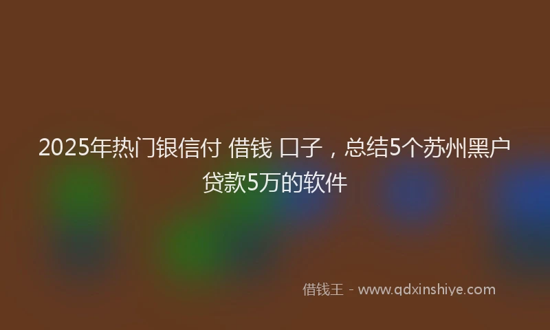 2025年热门银信付 借钱 口子，总结5个苏州黑户贷款5万的软件