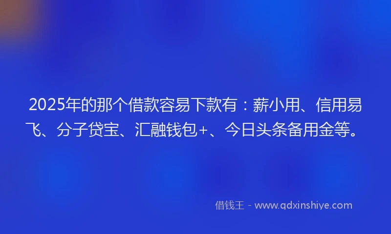 2025年的那个借款容易下款有：薪小用、信用易飞、分子贷宝、汇融钱包+、今日头条备用金等。