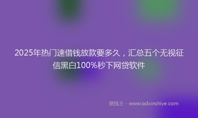 2025年热门速借钱放款要多久，汇总五个无视征信黑白100%秒下网贷软件