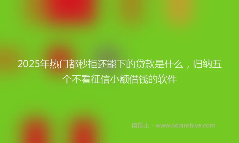 2025年热门都秒拒还能下的贷款是什么，归纳五个不看征信小额借钱的软件