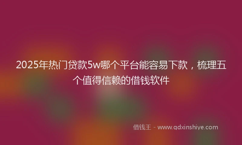 2025年热门贷款5w哪个平台能容易下款，梳理五个值得信赖的借钱软件