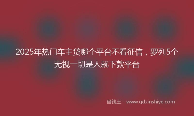 2025年热门车主贷哪个平台不看征信，罗列5个无视一切是人就下款平台
