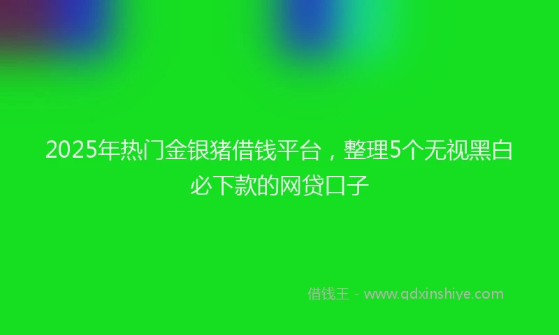 2025年热门金银猪借钱平台，整理5个无视黑白必下款的网贷口子