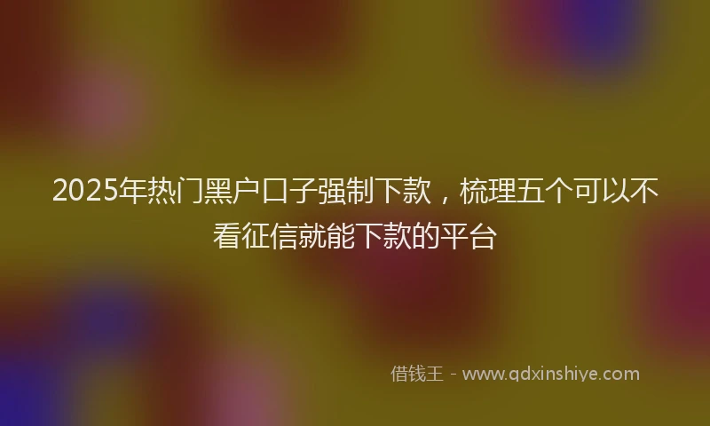 2025年热门黑户口子强制下款，梳理五个可以不看征信就能下款的平台