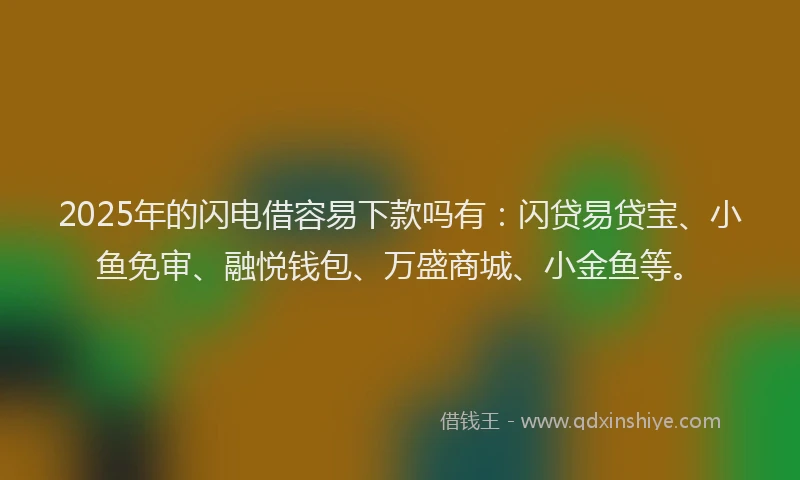 2025年的闪电借容易下款吗有：闪贷易贷宝、小鱼免审、融悦钱包、万盛商城、小金鱼等。