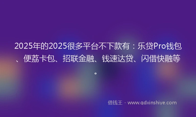2025年的2025很多平台不下款有：乐贷Pro钱包、便荔卡包、招联金融、钱速达贷、闪借快融等。