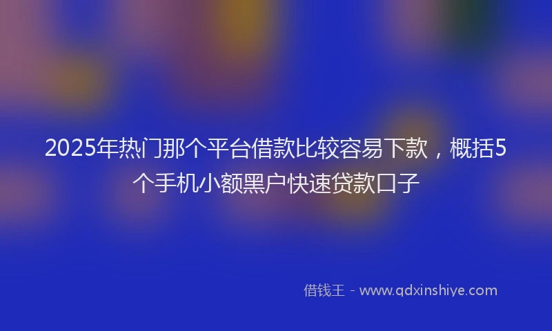2025年热门那个平台借款比较容易下款，概括5个手机小额黑户快速贷款口子