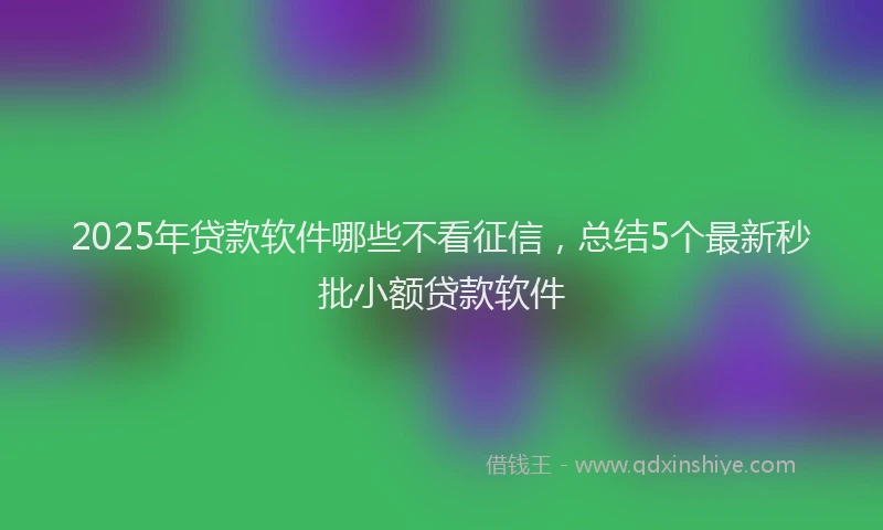 2025年贷款软件哪些不看征信，总结5个最新秒批小额贷款软件