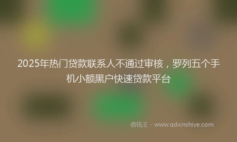 2025年热门贷款联系人不通过审核，罗列五个手机小额黑户快速贷款平台