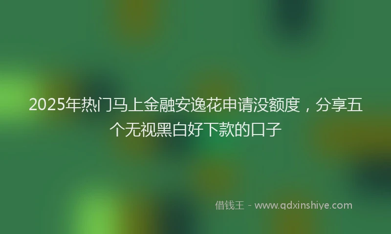 2025年热门马上金融安逸花申请没额度，分享五个无视黑白好下款的口子