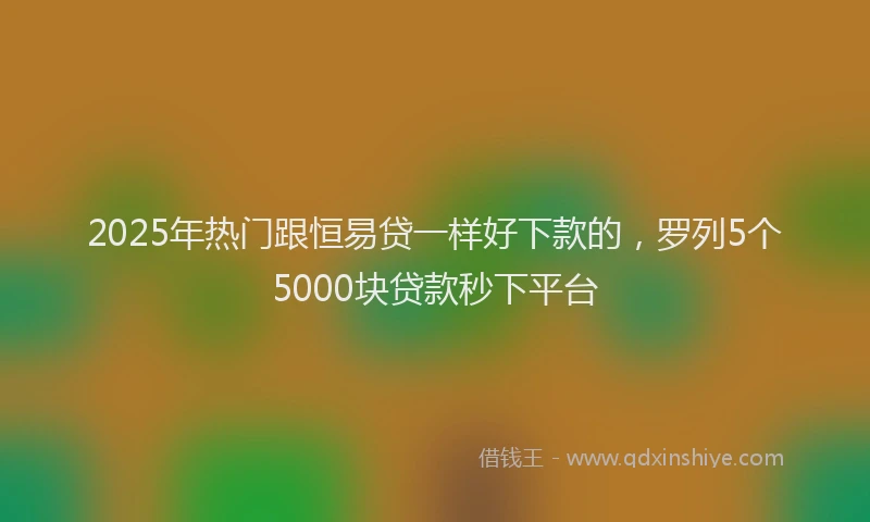 2025年热门跟恒易贷一样好下款的，罗列5个5000块贷款秒下平台