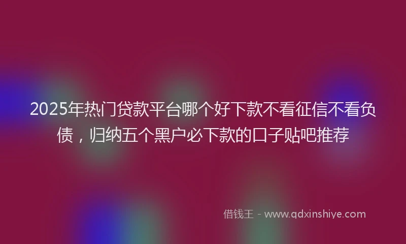 2025年热门贷款平台哪个好下款不看征信不看负债，归纳五个黑户必下款的口子贴吧推荐