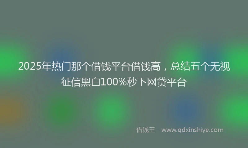 2025年热门那个借钱平台借钱高，总结五个无视征信黑白100%秒下网贷平台