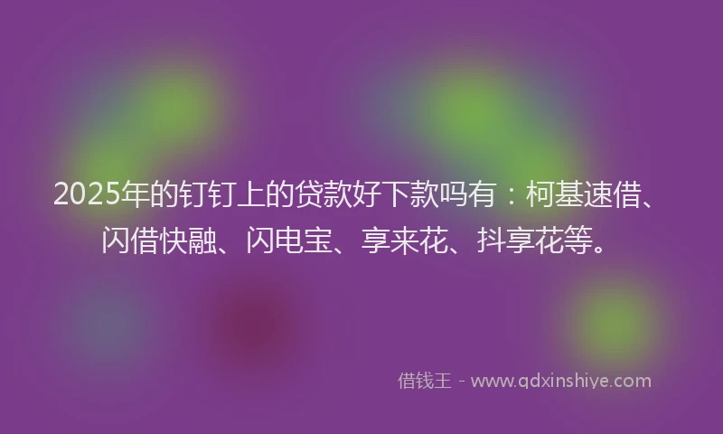 2025年的钉钉上的贷款好下款吗有：柯基速借、闪借快融、闪电宝、享来花、抖享花等。