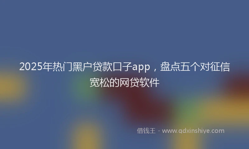 2025年热门黑户贷款口子app，盘点五个对征信宽松的网贷软件