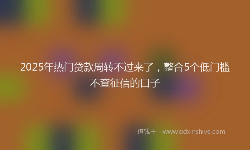 2025年热门贷款周转不过来了，整合5个低门槛不查征信的口子