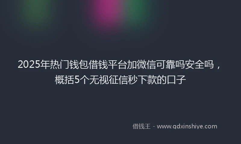 2025年热门钱包借钱平台加微信可靠吗安全吗，概括5个无视征信秒下款的口子