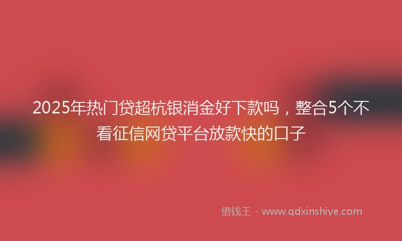 2025年热门贷超杭银消金好下款吗，整合5个不看征信网贷平台放款快的口子
