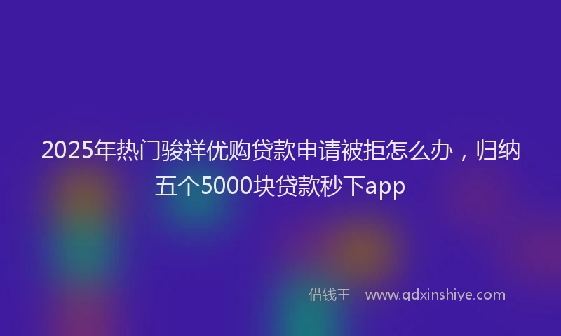 2025年热门骏祥优购贷款申请被拒怎么办，归纳五个5000块贷款秒下app