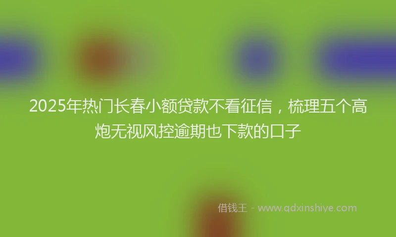 2025年热门长春小额贷款不看征信，梳理五个高炮无视风控逾期也下款的口子