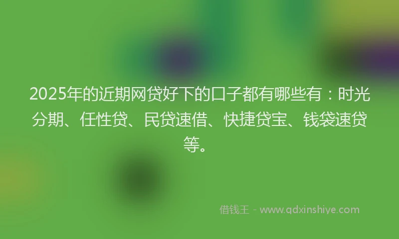 2025年的近期网贷好下的口子都有哪些有：时光分期、任性贷、民贷速借、快捷贷宝、钱袋速贷等。